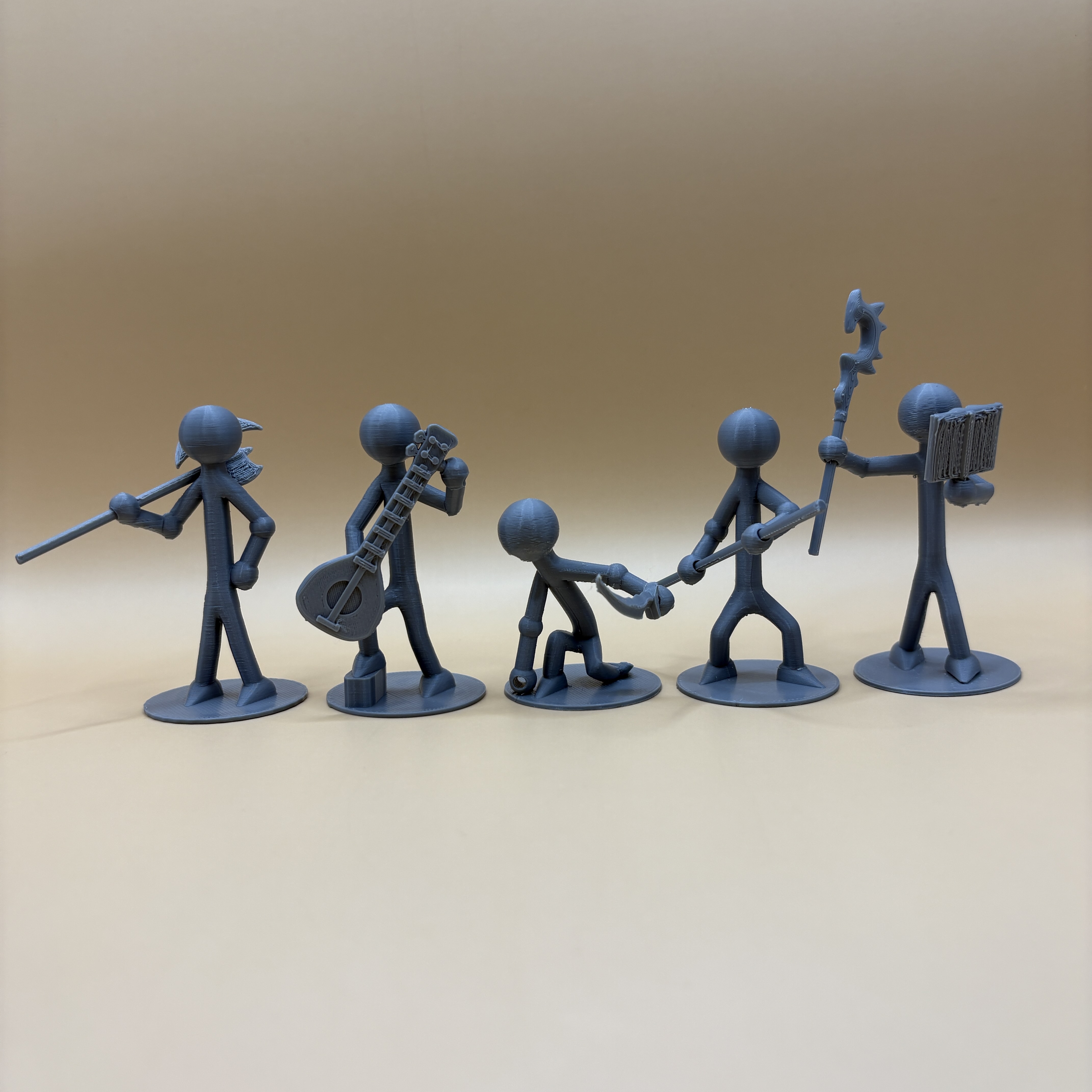 Printamini Set 2: Barbarian, Bard, Druid, Monk, and Rogue