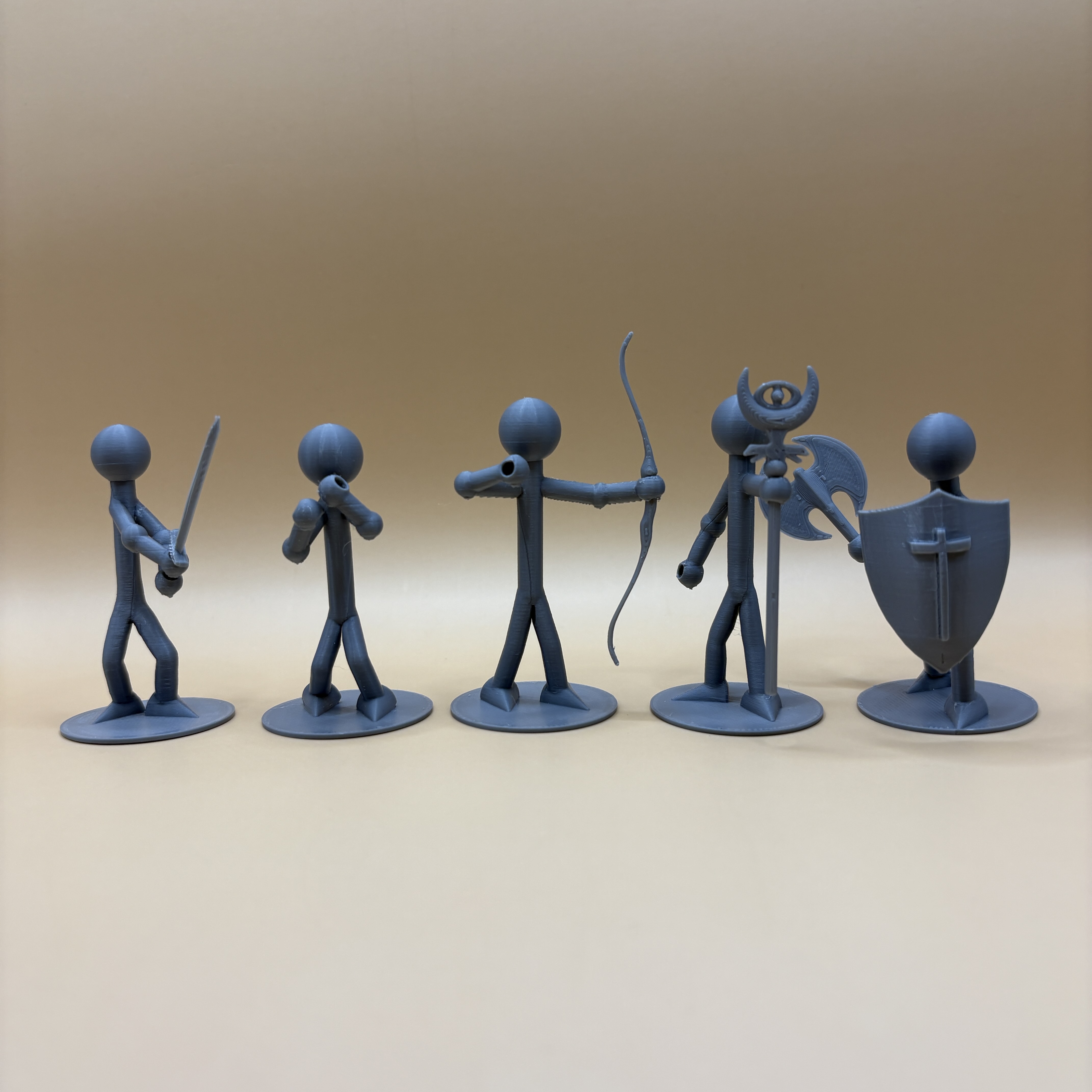 Printamini Set 1: Paladin, Archer, Swordsman, Mage, and Fighter