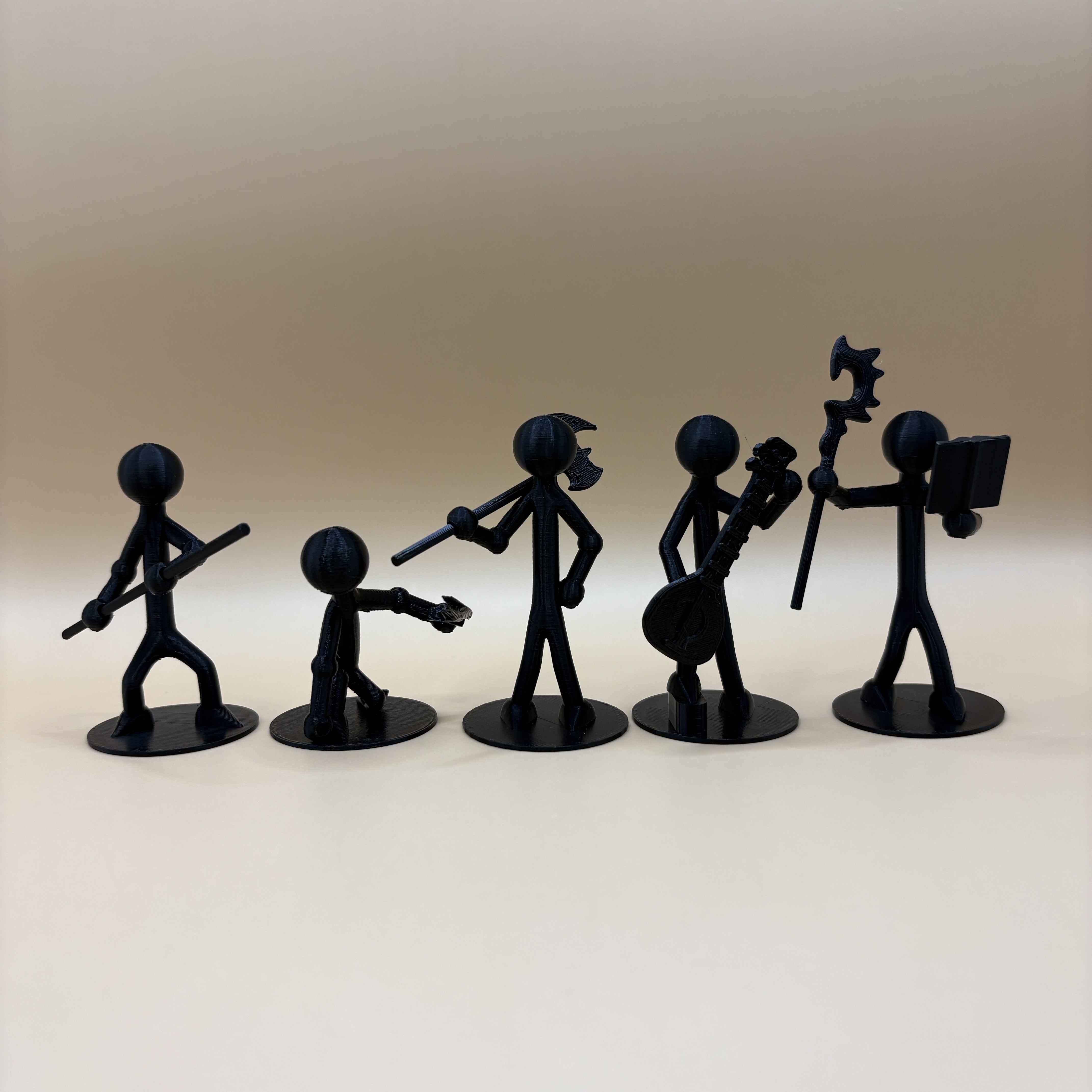 Printamini Set 2: Barbarian, Bard, Druid, Monk, and Rogue