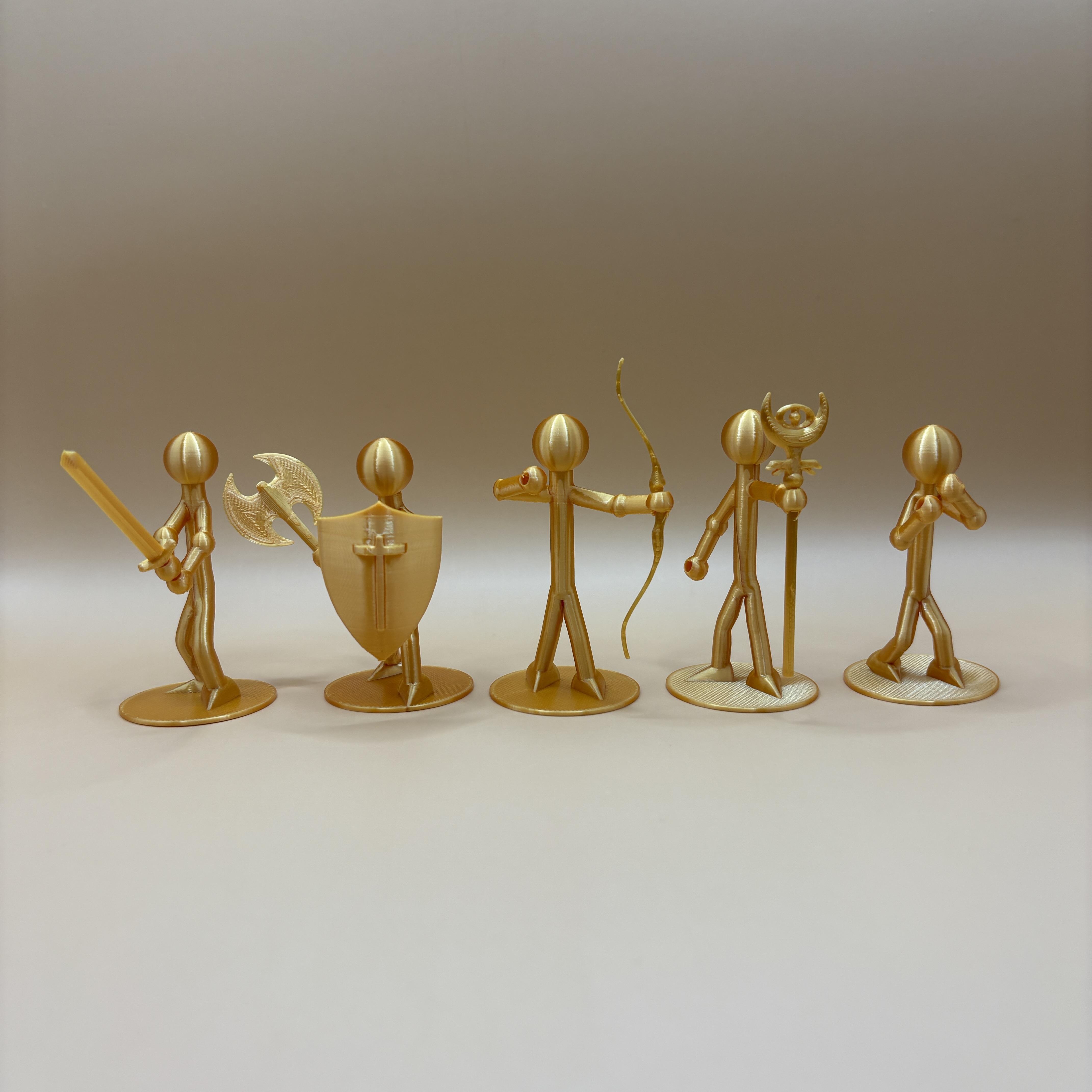 Printamini Set 1: Paladin, Archer, Swordsman, Mage, and Fighter