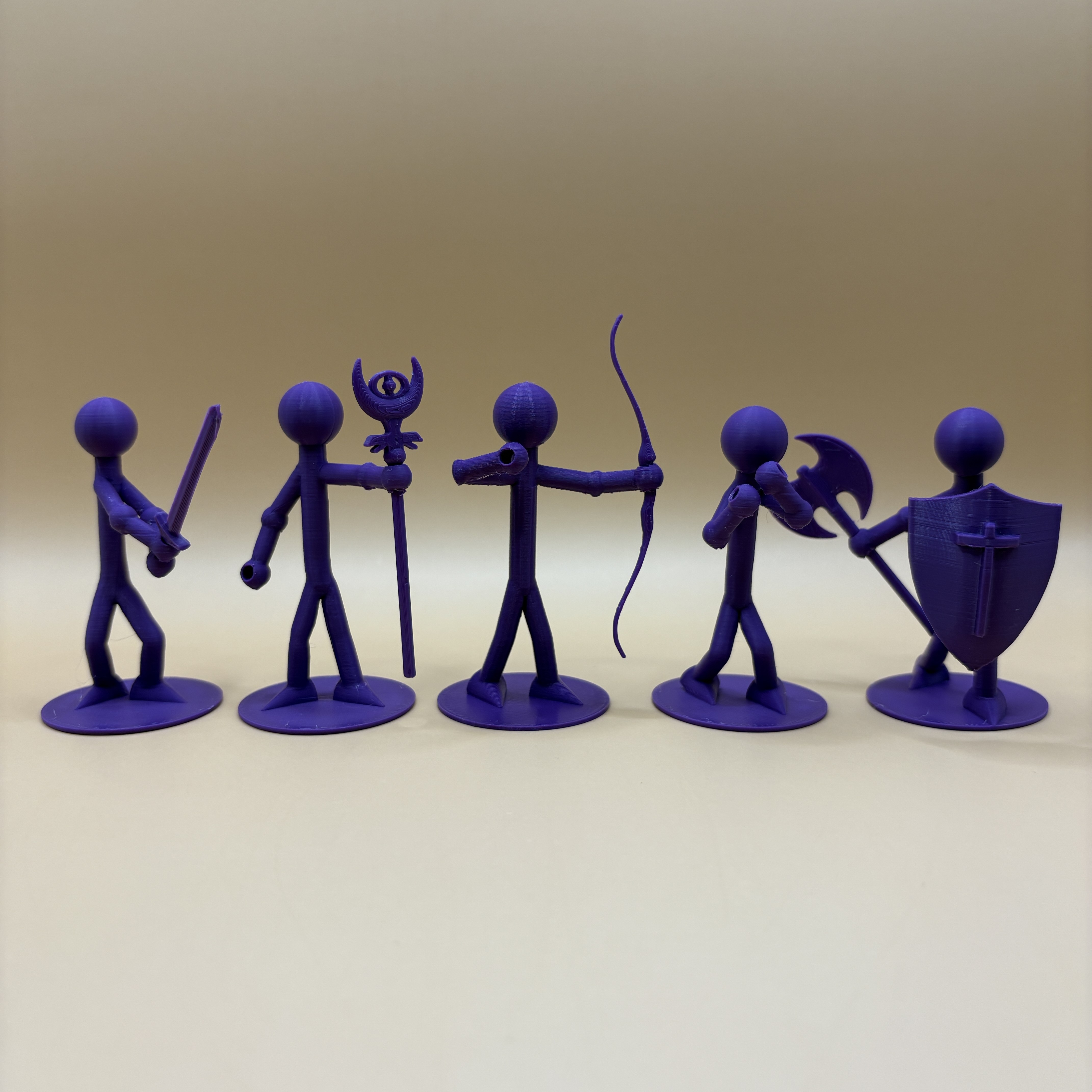 Printamini Set 1: Paladin, Archer, Swordsman, Mage, and Fighter