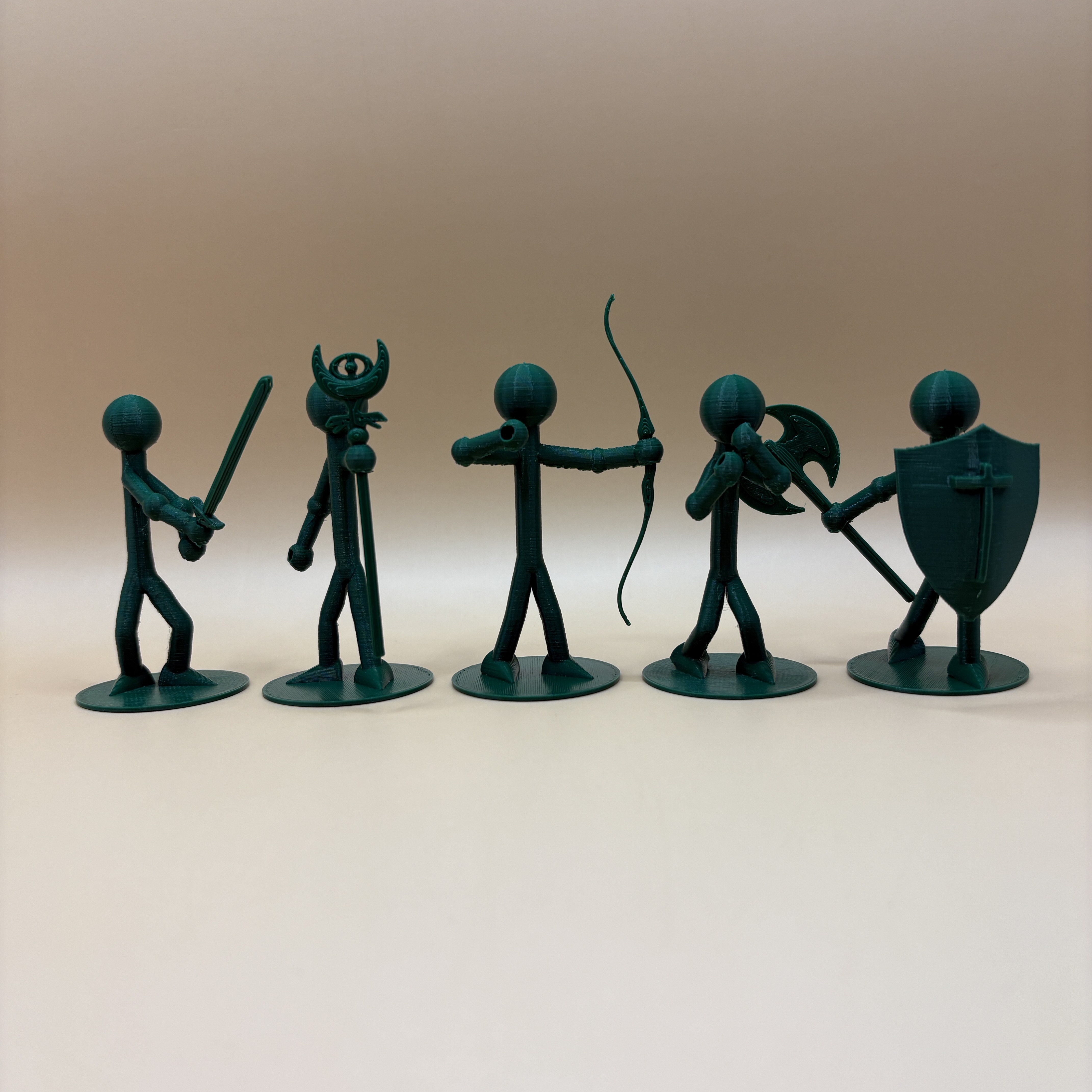 Printamini Set 1: Paladin, Archer, Swordsman, Mage, and Fighter
